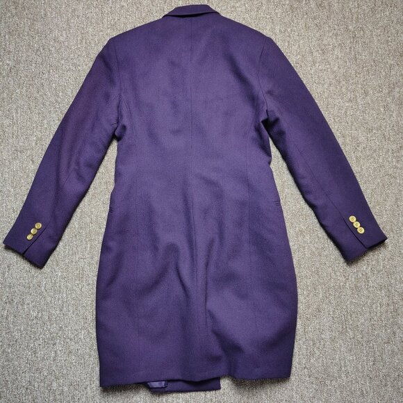 VINTAGE HARVE BENARD Trench Coat Women Petite 4P Wool Classic Tailored Flawed - Picture 8 of 12